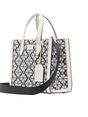 gambar-samping-Kate-Spade-Flower-Jacquard-Manhattan-Small-Tote-Charcoal-Grey-Multi