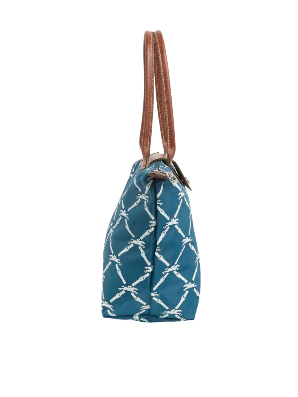 gambar-samping-Longchamp-Le-Pliage-Lattice-Logo-Horse-Print-Medium-Long-Handle-PaonWEBP
