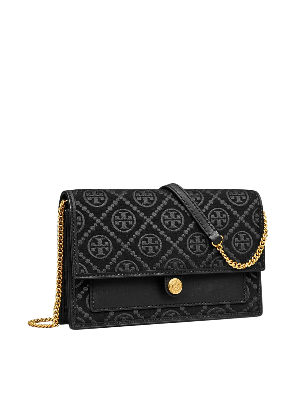 gambar-samping-Tory-Burch-T-Monogram-Chain-Wallet-Black