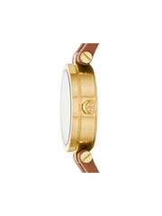 gambar-samping-Tory-Burch-Women-Gold-Tone-Logo-Brown-Leather-Watch