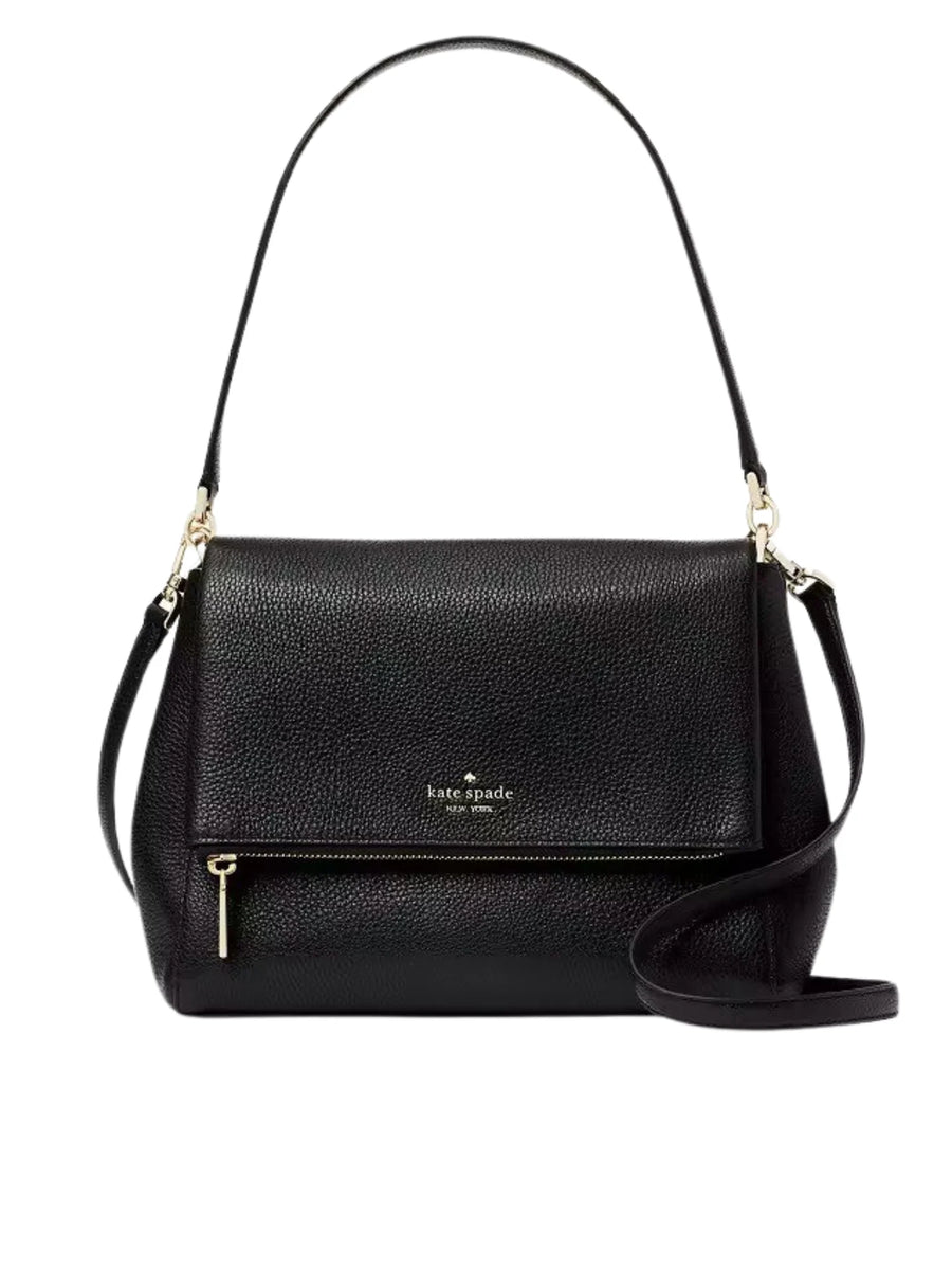 Kate Spade Leila Medium Flap Shoulder Bag Black Balilene