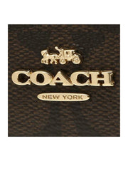 Coach Mini Skinny ID Case In Signature Canvas Brown Black