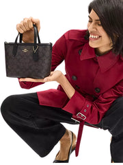 on-model-1-Coach-City-Mini-Tote-Bag-In-Signature-Canvas-Walnut-Black