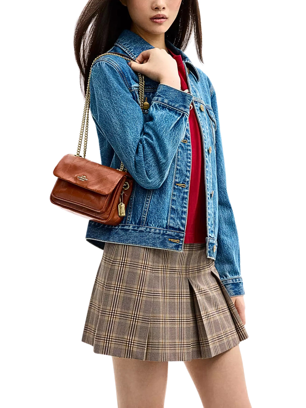 on-model-1-Coach-Elodie-Crossbody-Bag-18-With-Quilting-Cinnamon