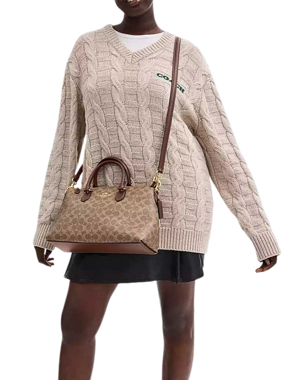 on-model-1-Coach-Georgia-Satchel-Bag-In-Signature-Canvas-Tan-Brown