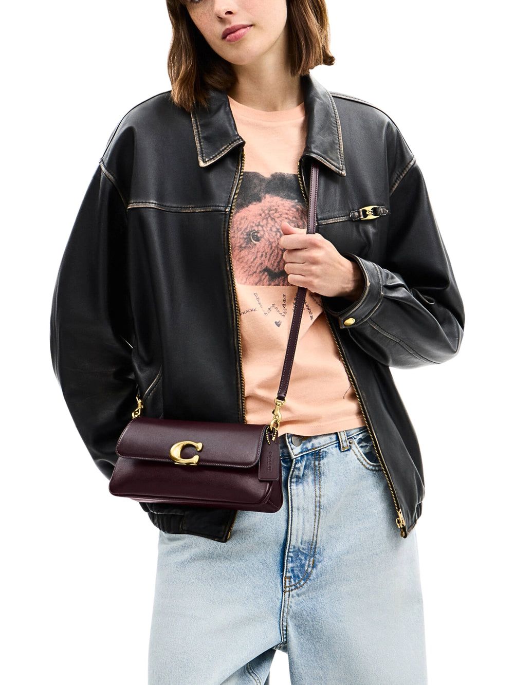 on-model-1-Coach-Jet-Shoulder-Bag-Refined-Calf-Leather-Black-Currant