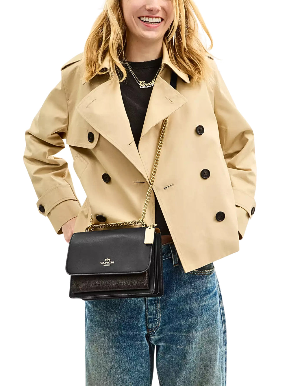 on-model-1-Coach-Klare-Crossbody-Bag-In-Signature-Canvas-Walnut-Black