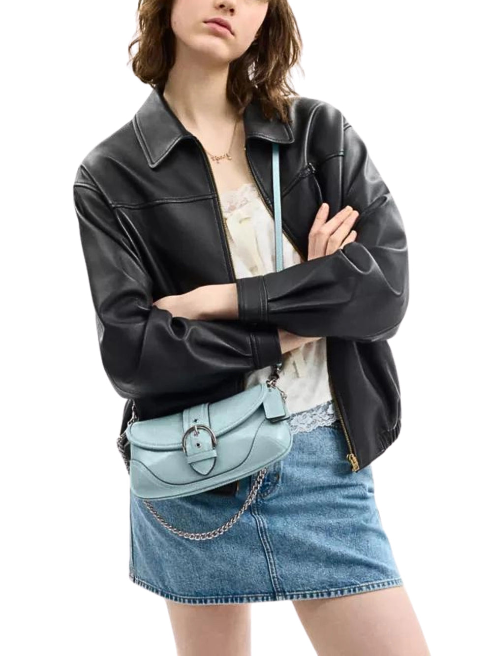 on-model-1-Coach-Soho-25-Crinkle-Leather-Shoulder-Bag-Light-Blue