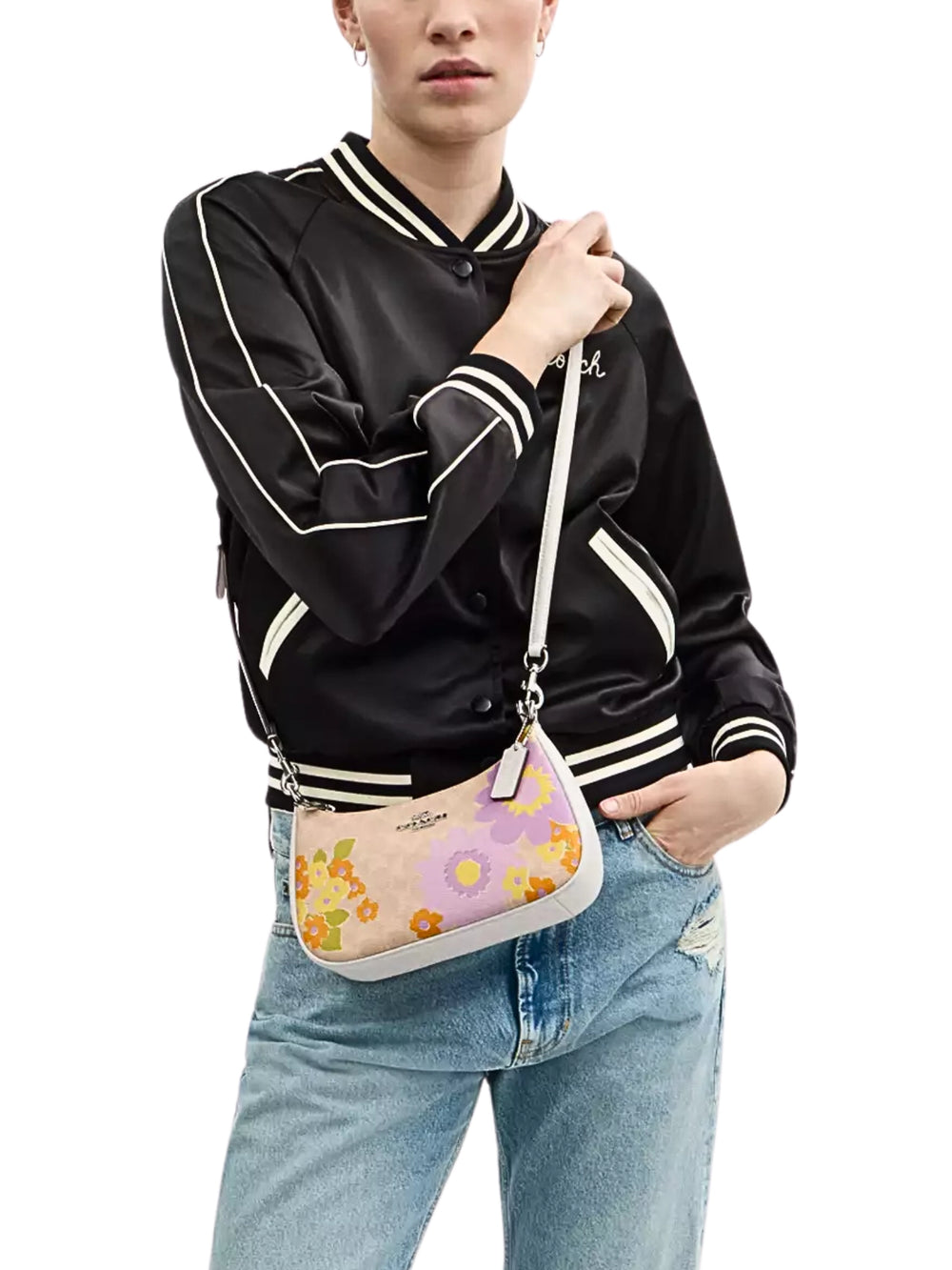 on-model-1-Coach-Teri-Shoulder-Bag-In-Signature-Canvas-With-Floral-Print-Sand-Multi