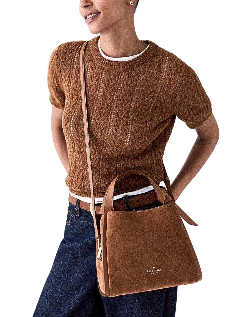 on-model-1-Kate-Spade-Knott-Suede-Convertible-Carryall-Bag-Warm-Gingerbread