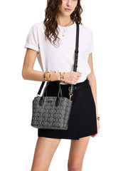 on-model-1-Kate-Spade-Suite-Spade-Flower-Coated-Canvas-Crossbody-Tote-Black-Multi