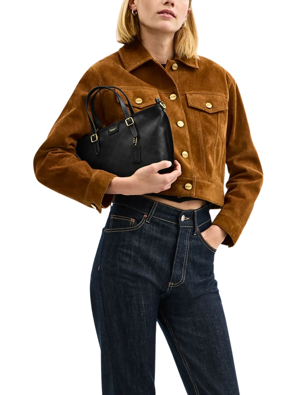 on-model-2-Coach-Taxi-Tote-Bag-21-In-Signature-Canvas-Black