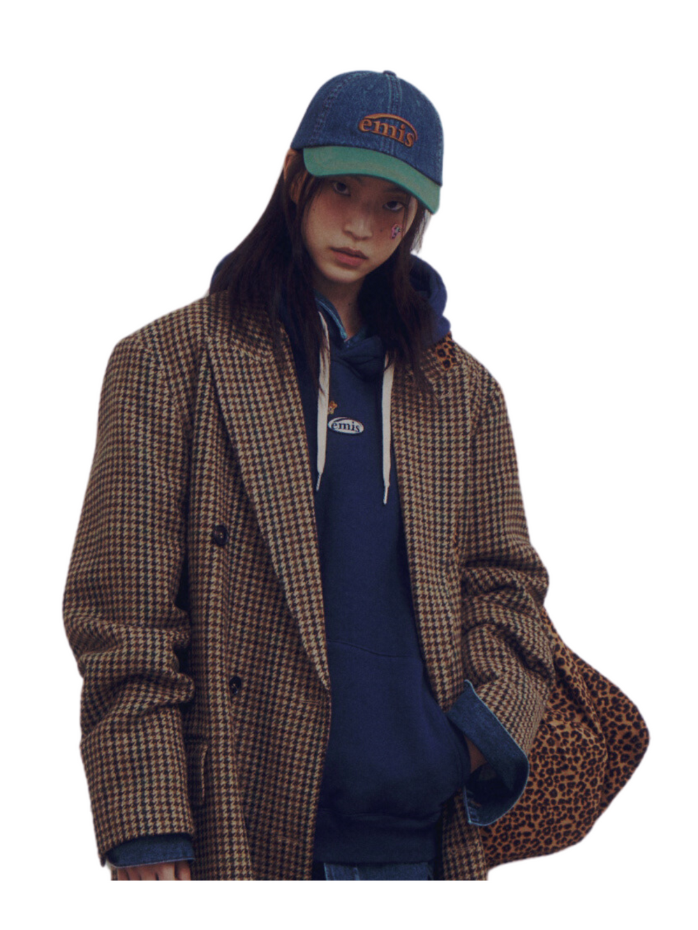 on-model-2-Emis-Washed-Denim-Ball-Cap-Blue-Green