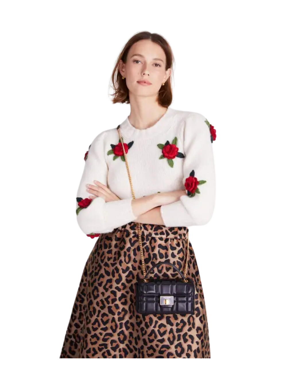 on-model-2-Kate-Spade-Evelyn-Small-Quilted-Leather-Black