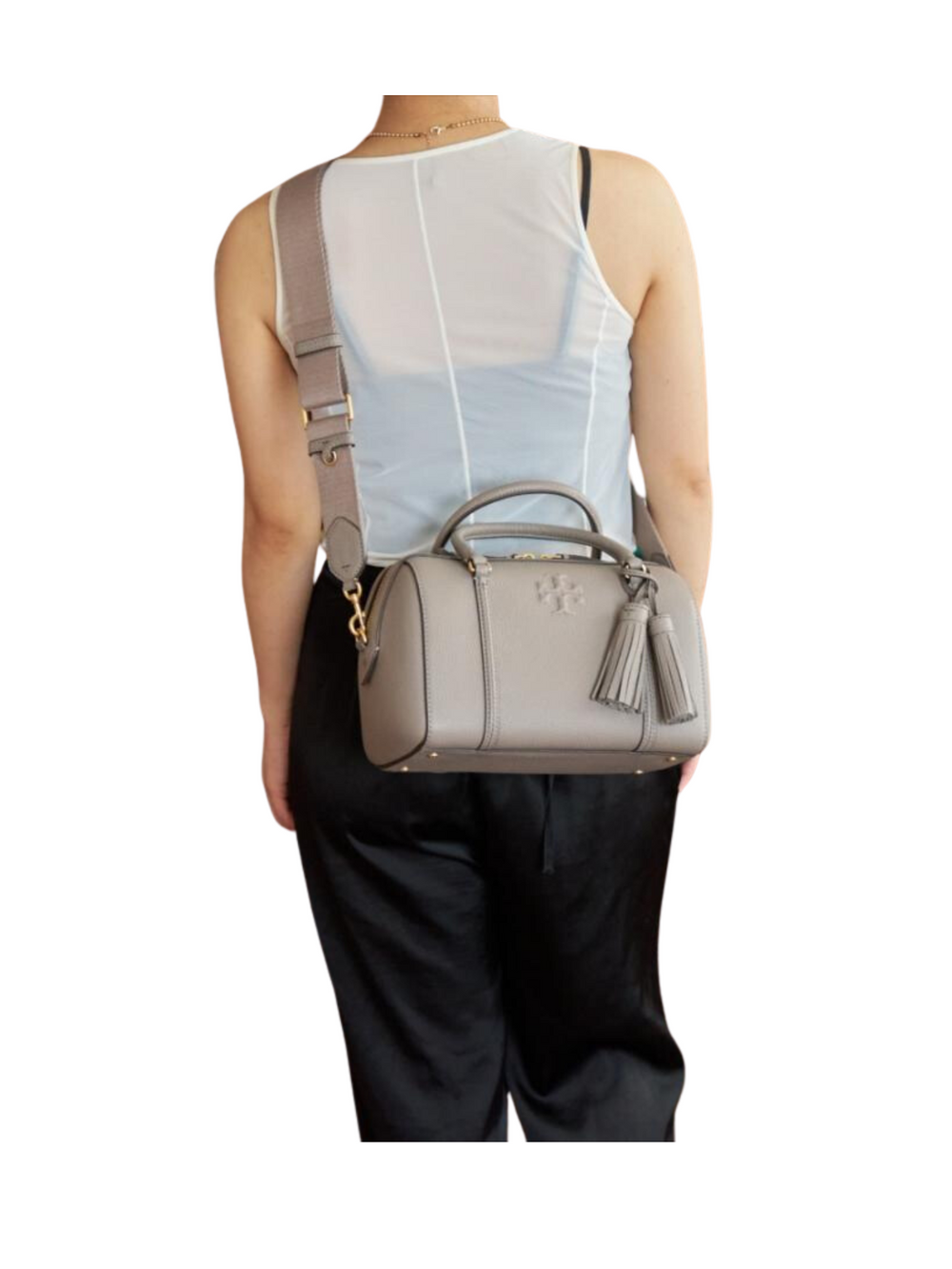 on-model-2-Tory-Burch-Thea-Small-Satchel-Crossbody-Gray_Heron