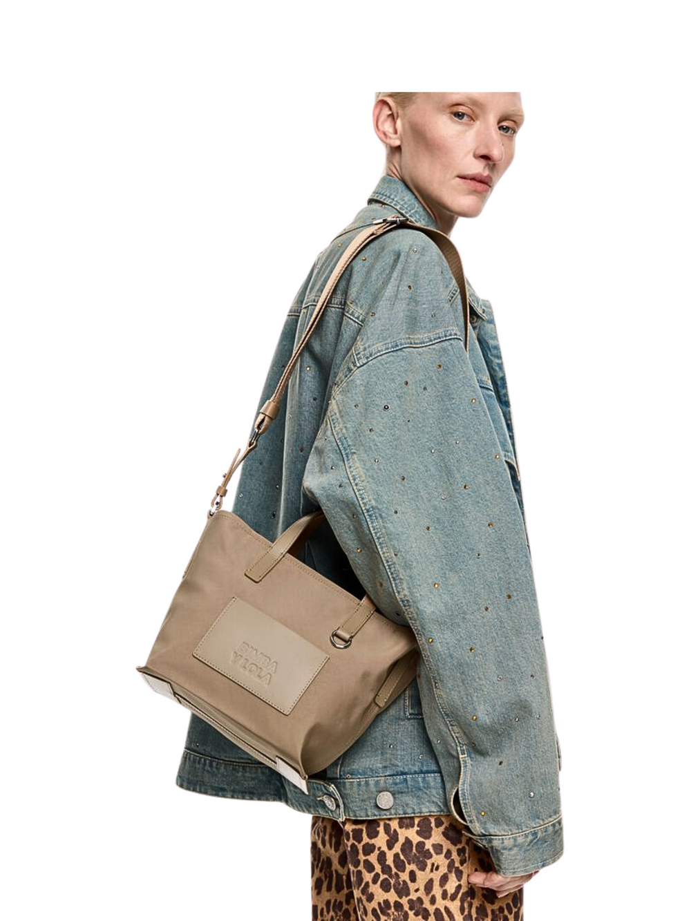 on-model-BYL-Small-Bark-Brown-Nylon-Crossbody-Bag