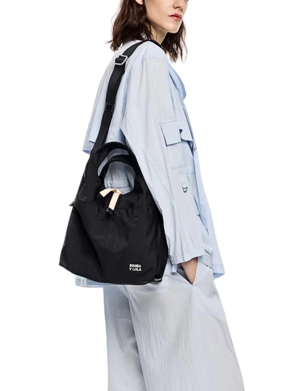 on-model-BYL-Small-Black-Nylon-Paper-Bag