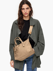 on-model-Bimba-Y-Lola-Medium-Tan-Nylon-Tote-Bag