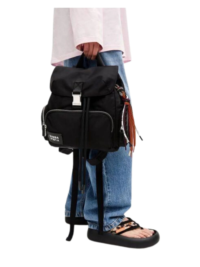 on-model-Bimba-Y-Lola-Olympia-Lettering-Logo-Patch-Medium-Nylon-Backpack-Black
