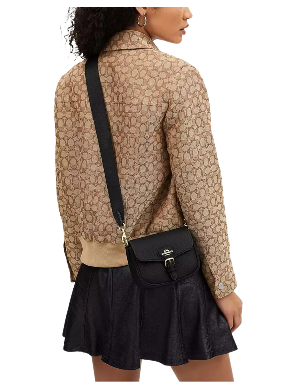 on-model-Coach-Amelia-Leather-Small-Saddle-Bag-Black