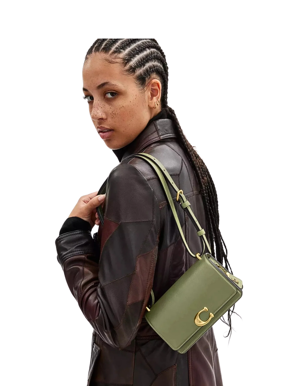 on-model-Coach-Bandit-Crossbody-Bag-Moss