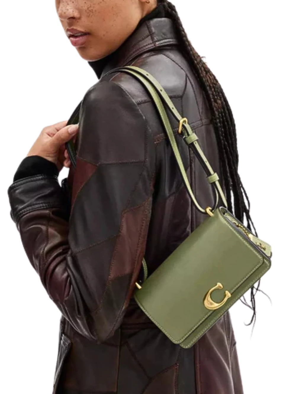on-model-Coach-Bandit-Crossbody-Bag-Moss