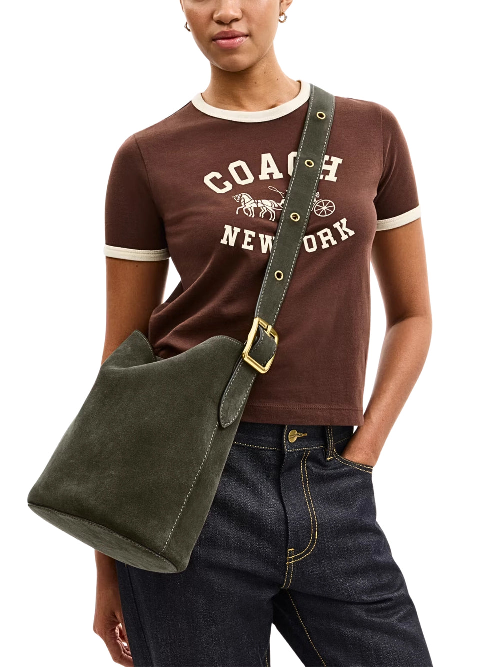 on-model-Coach-Bleecker-Bucket-Bag-Suede-Olive