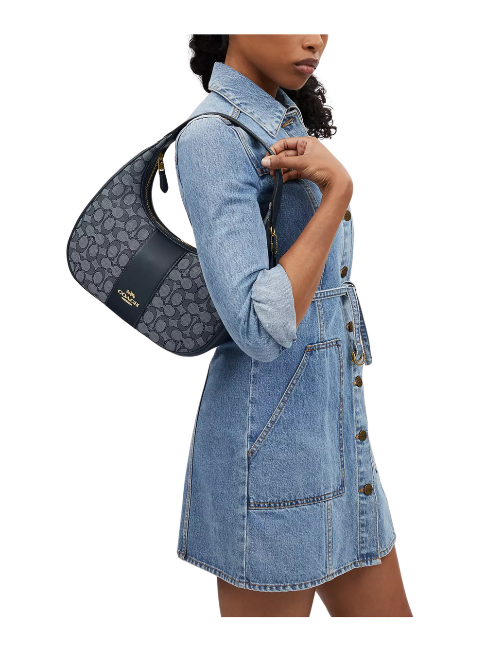 on-model-Coach-Carmen-Shoulder-Bag-In-Signature-Jacquard-Navy