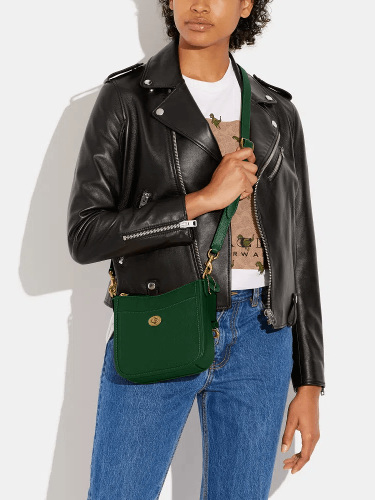 on-model-Coach-Chaise-19-Crossbody-Bag-Dark-Pine