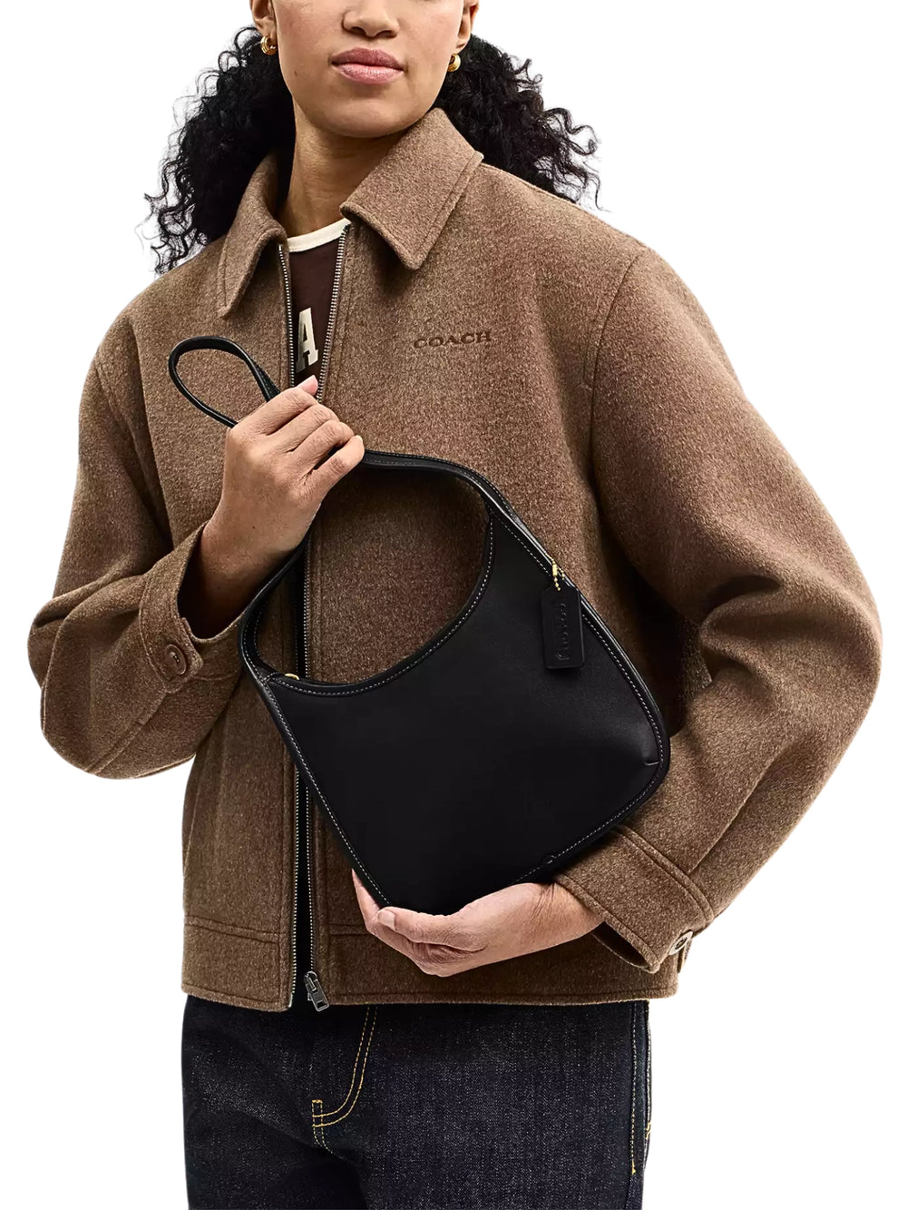 on-model-Coach-Curve-Zip-Bag-Black