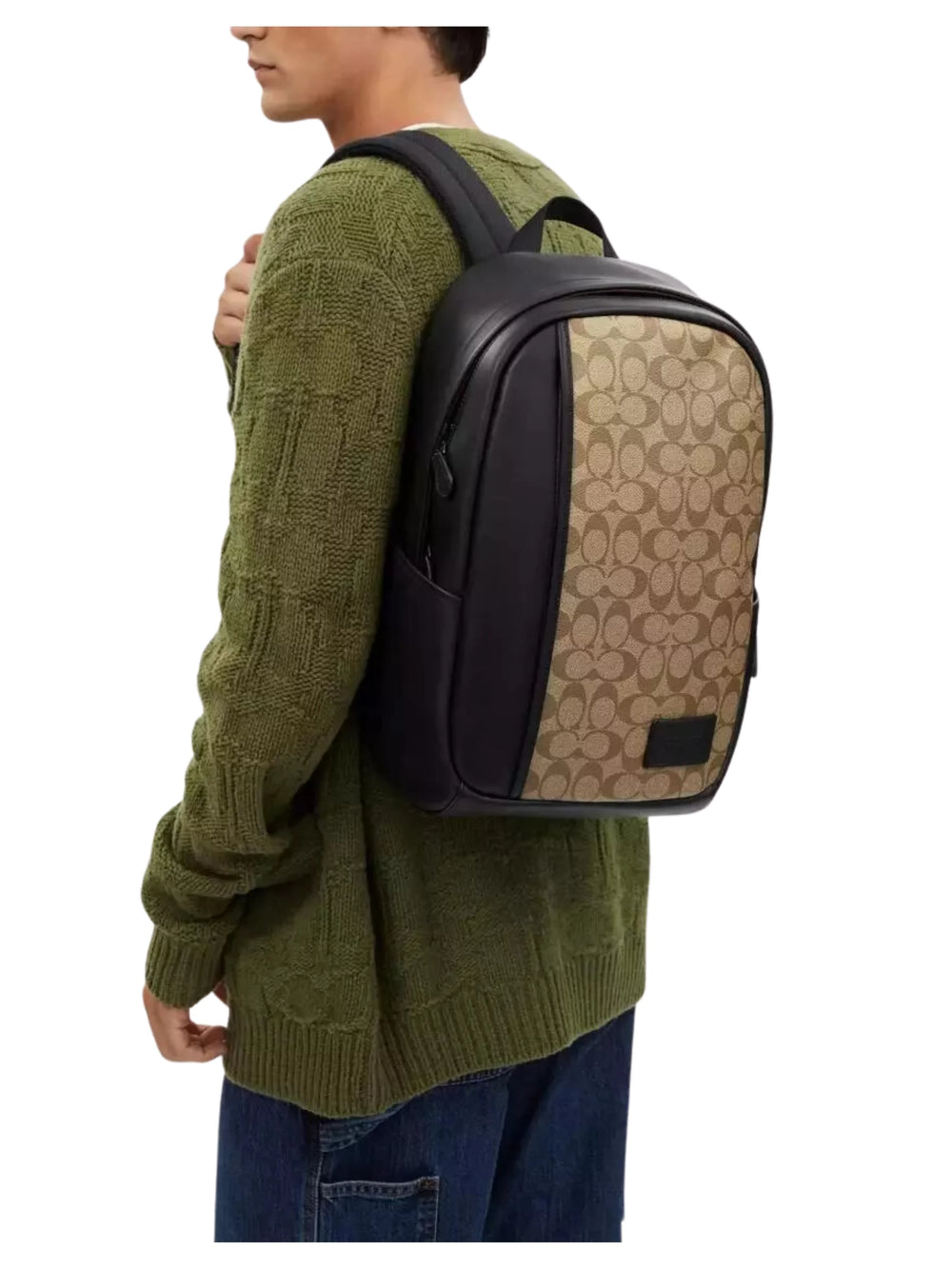 on-model-Coach-Edge-Backpack-In-Signature-Khaki-Black