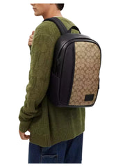 on-model-Coach-Edge-Backpack-In-Signature-Khaki-Black
