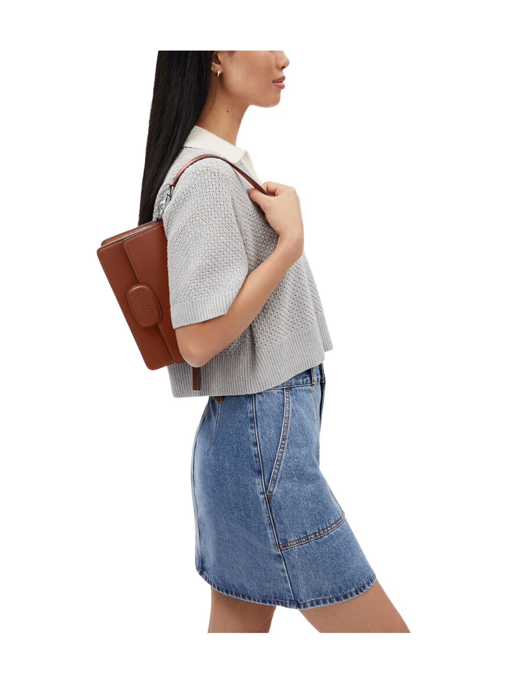 on-model-Coach-Eliza-Flap-Crossbody-Bag-Redwood