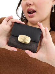 Coach Eliza Small Wallet In Signature Canvas Walnut/Black