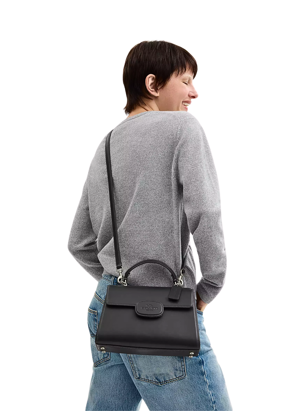 on-model-Coach-Eliza-Top-Handle-Bag-Black