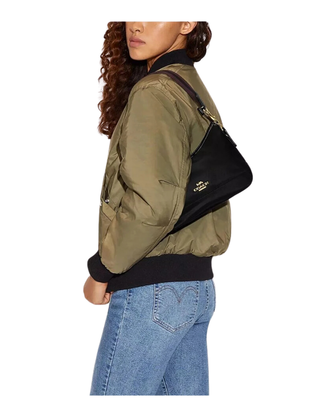 on-model-Coach-Ellis-Nylon-Shoulde-Bag-Black