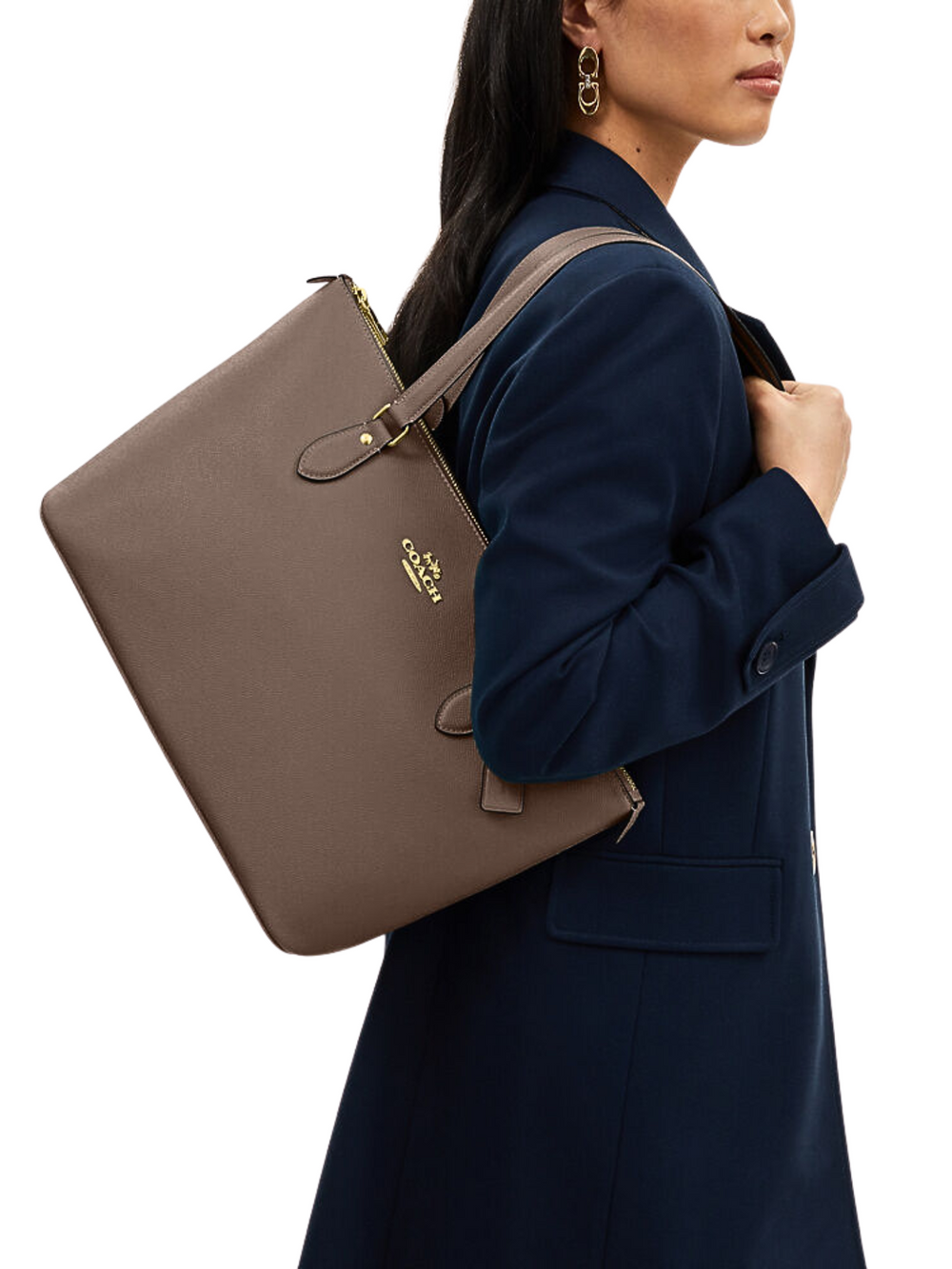 on-model-Coach-Gallery-Tote-Bag-Dark-Stone