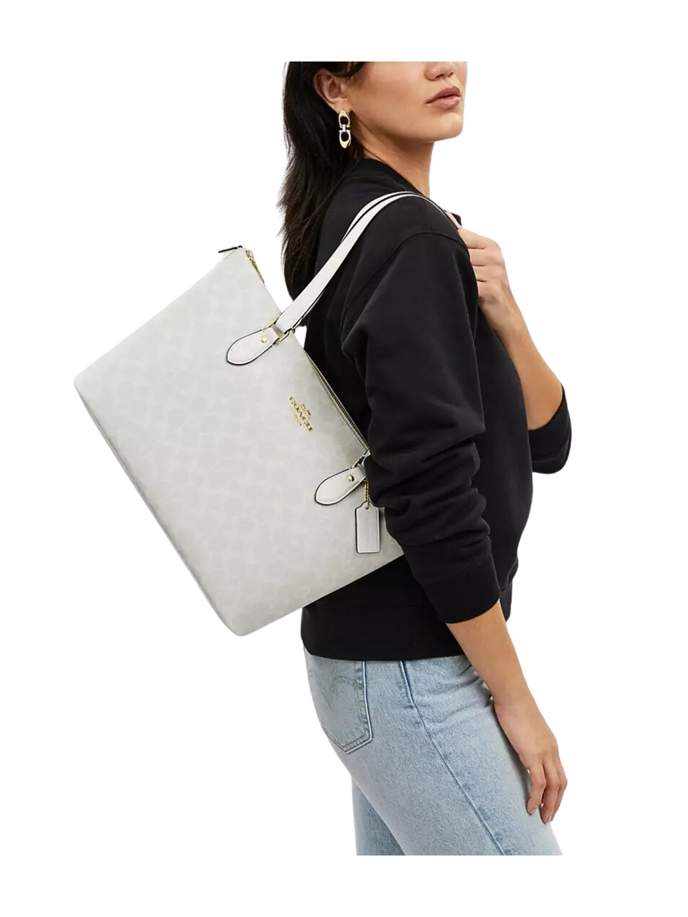 on-model-Coach-Gallery-Tote-Signature-Canvas-ChalkGlacier-White