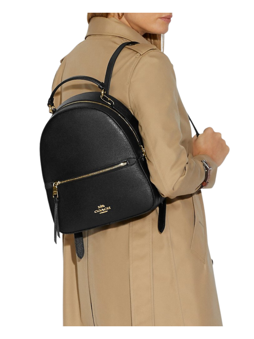 on-model-Coach-Jordyn-Leather-Backpack-Black_1