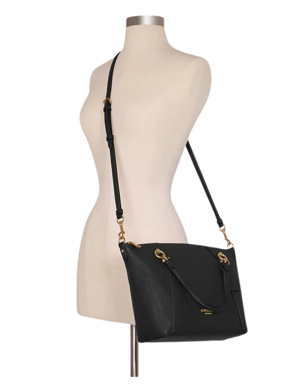 on-model-Coach-Kacey-Leather-Satchel-Bag-Black