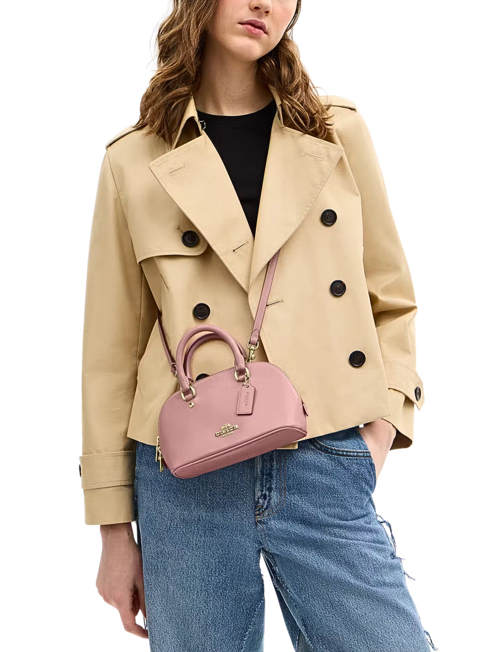 on-model-Coach-Lara-Mini-Satchel-Bag-Pink-Petal