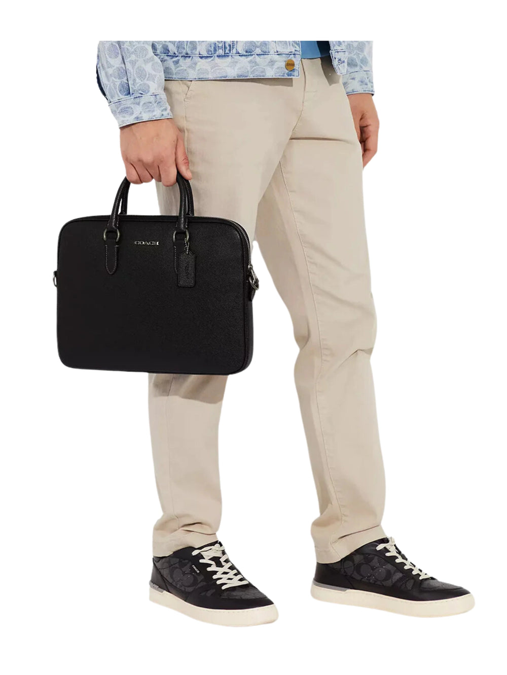 on-model-Coach-Liam-Compact-Brief-In-Black