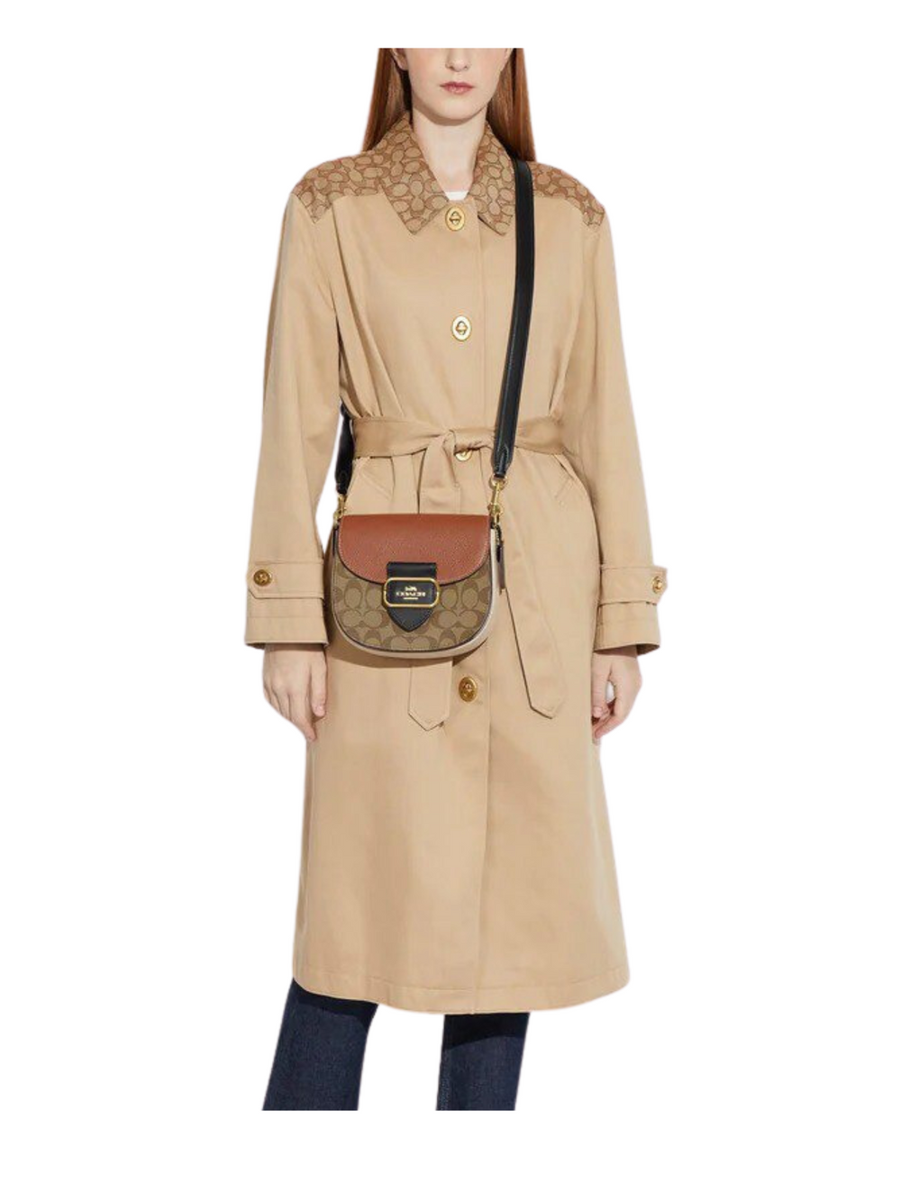 on-model-Coach-Morgan-Saddle-Bag-Khaki-Multi