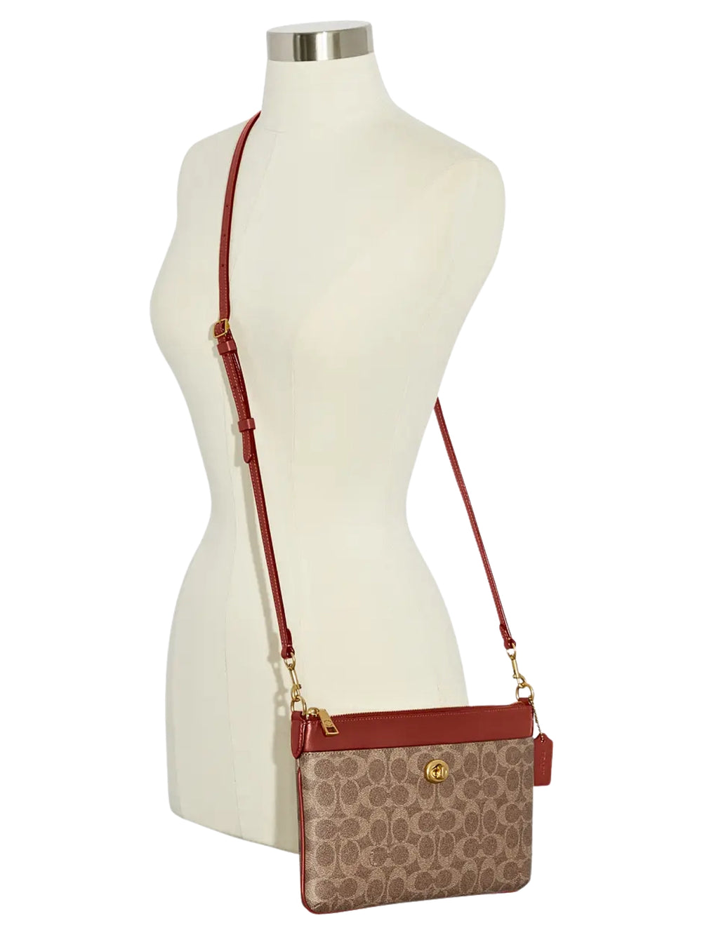 on-model-Coach-Polly-Crossbody-Bag-In-Signature-Canvas-Tan-Rust