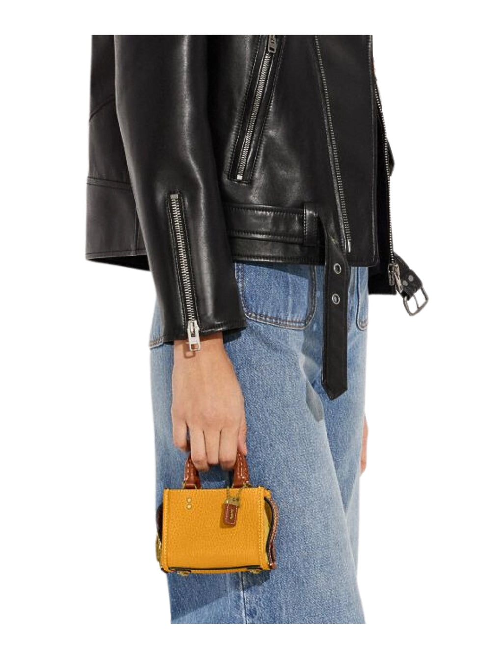 on-model-Coach-Rogue-12-Glovetanned-Pebble-Leather-Buttercup-Multi