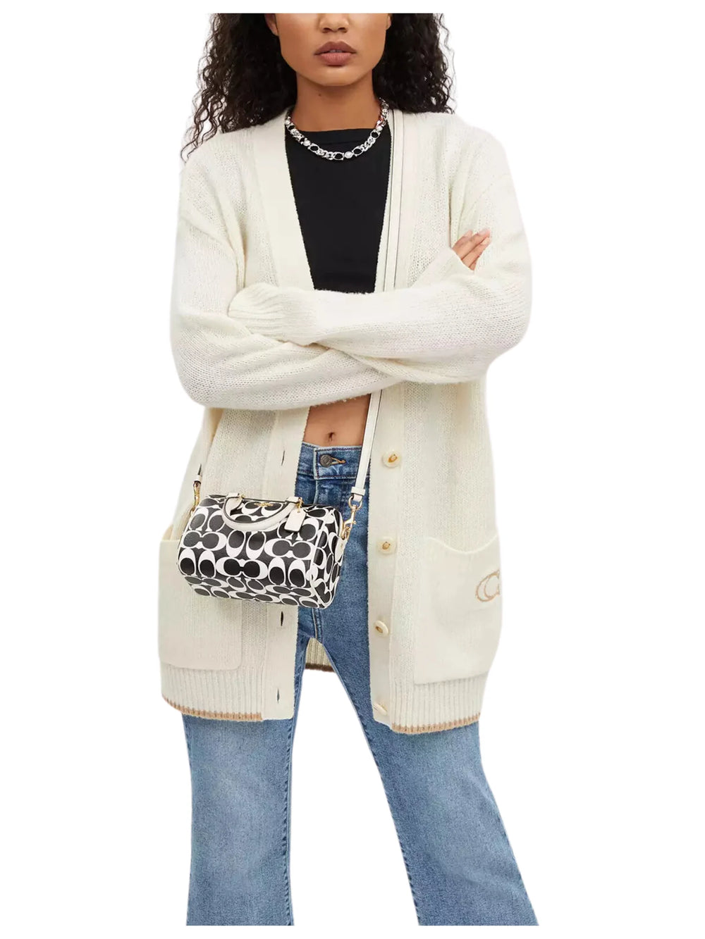 on-model-Coach-Rowan-Mini-In-Signature-Crossbody-Black-Multi