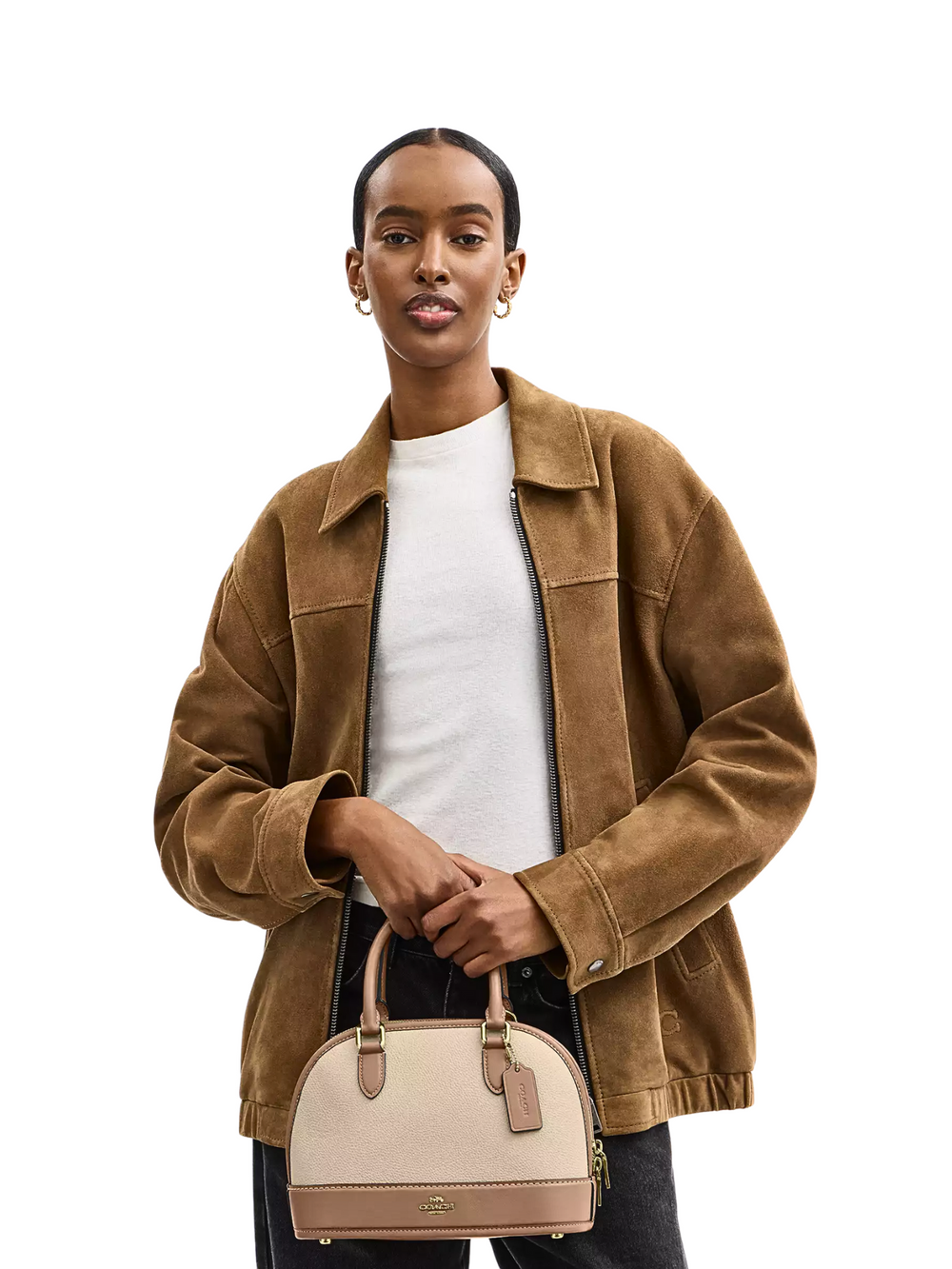 on-model-Coach-Sabrina-Satchel-Bag-In-Colorblock-Ivory-Taupe