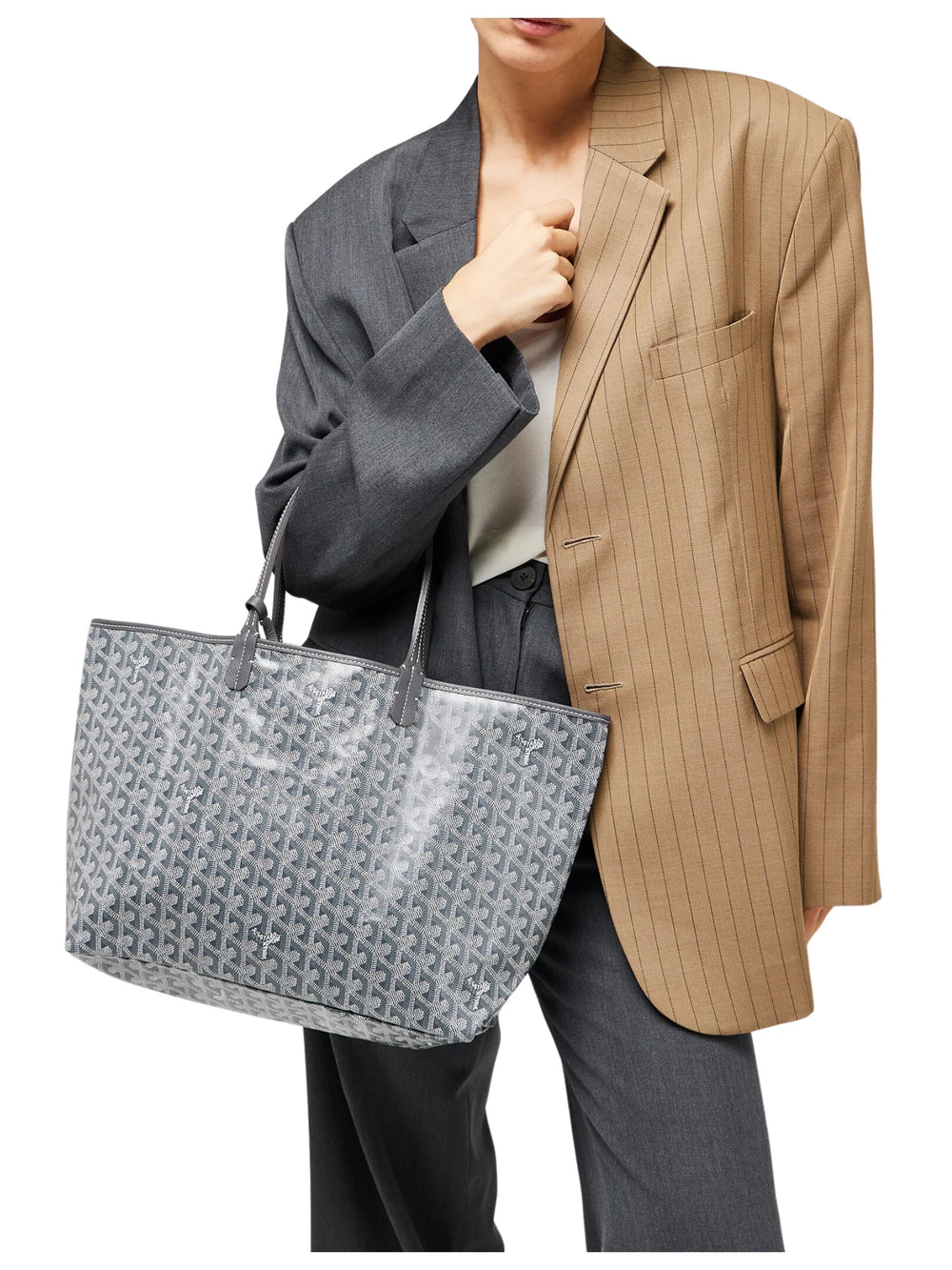 on-model-Goyard-Saint-Louis-Pm-Tote-Bag-Grey