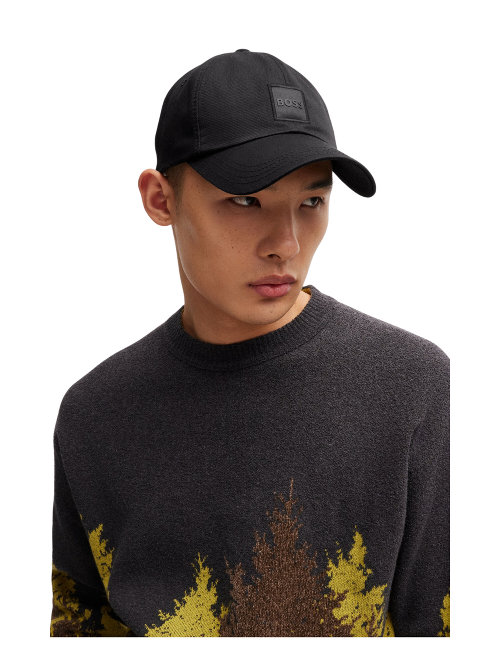 on-model-Hugo-Boss-Derrel-Cotton-Twill-Cap-With-Logo-Patch-Black