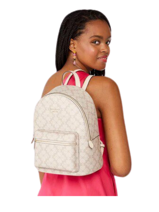 on-model-Kate-Spade-Backpack-Signature-Spade-Flower-Dark-Beige